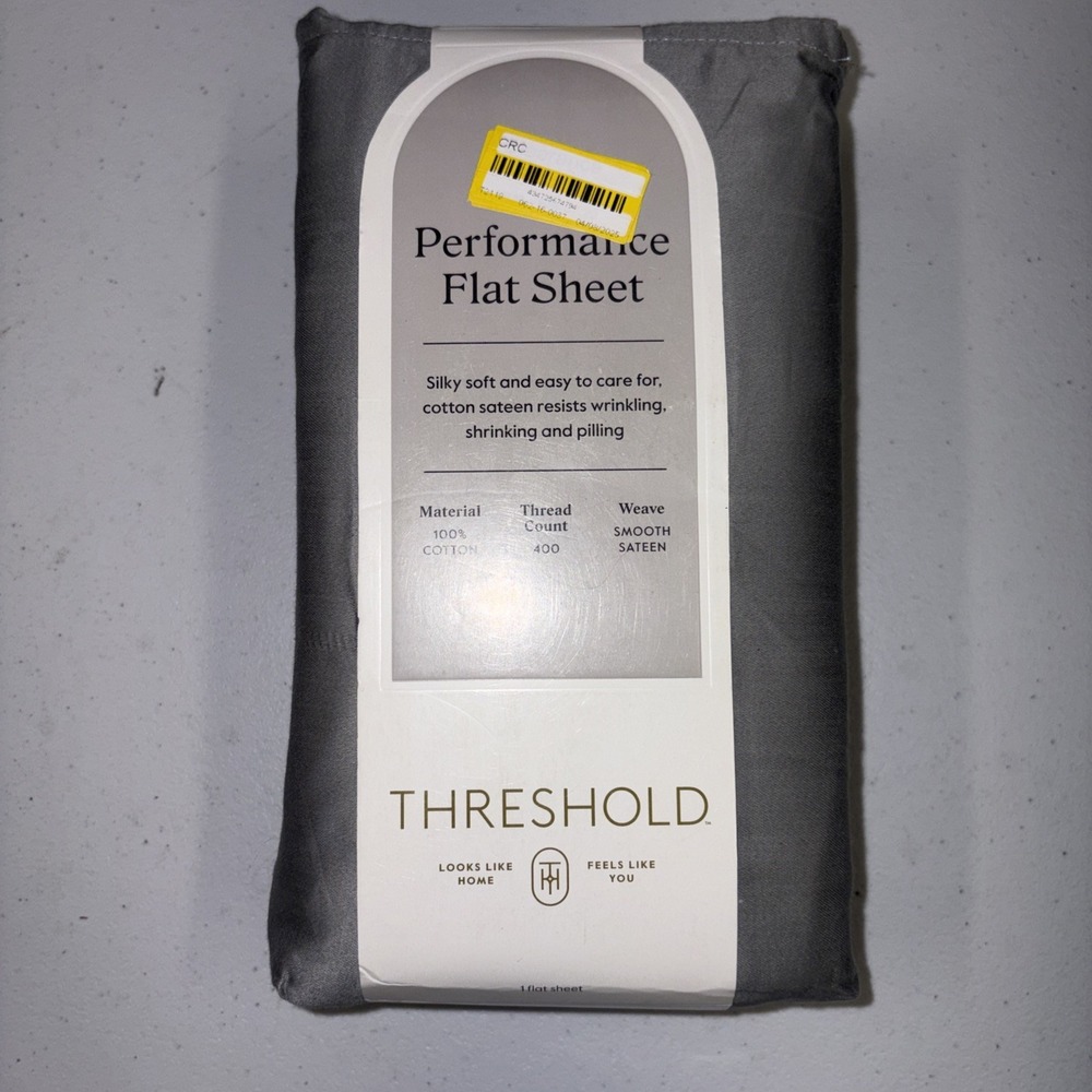 Full 400 Thread Count Performance Flat Sheet Classic Gray - Threshold: Cotton